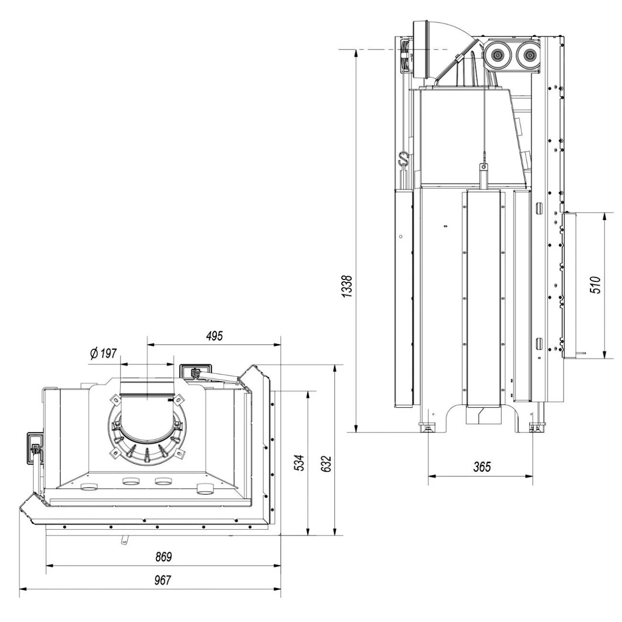 MBO Warmluft-Eckkamineinsatz Rechtsverglast Hebetür 15kW 7 MBO Warmluft-Eckkamineinsatz Rechtsverglast Hebetür 15kW – Bild 5