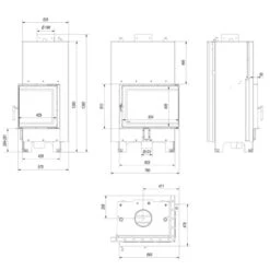 MBZ13 Wassergeführter Rechtsverglaster Kamineinsatz 13kW -Derofenfuchs Verkäufe mbz pw 13 p bs w masse 1280x1280