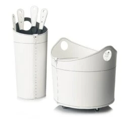 Nicad Designer Kaminbesteckset Und Holzkorb Weiss