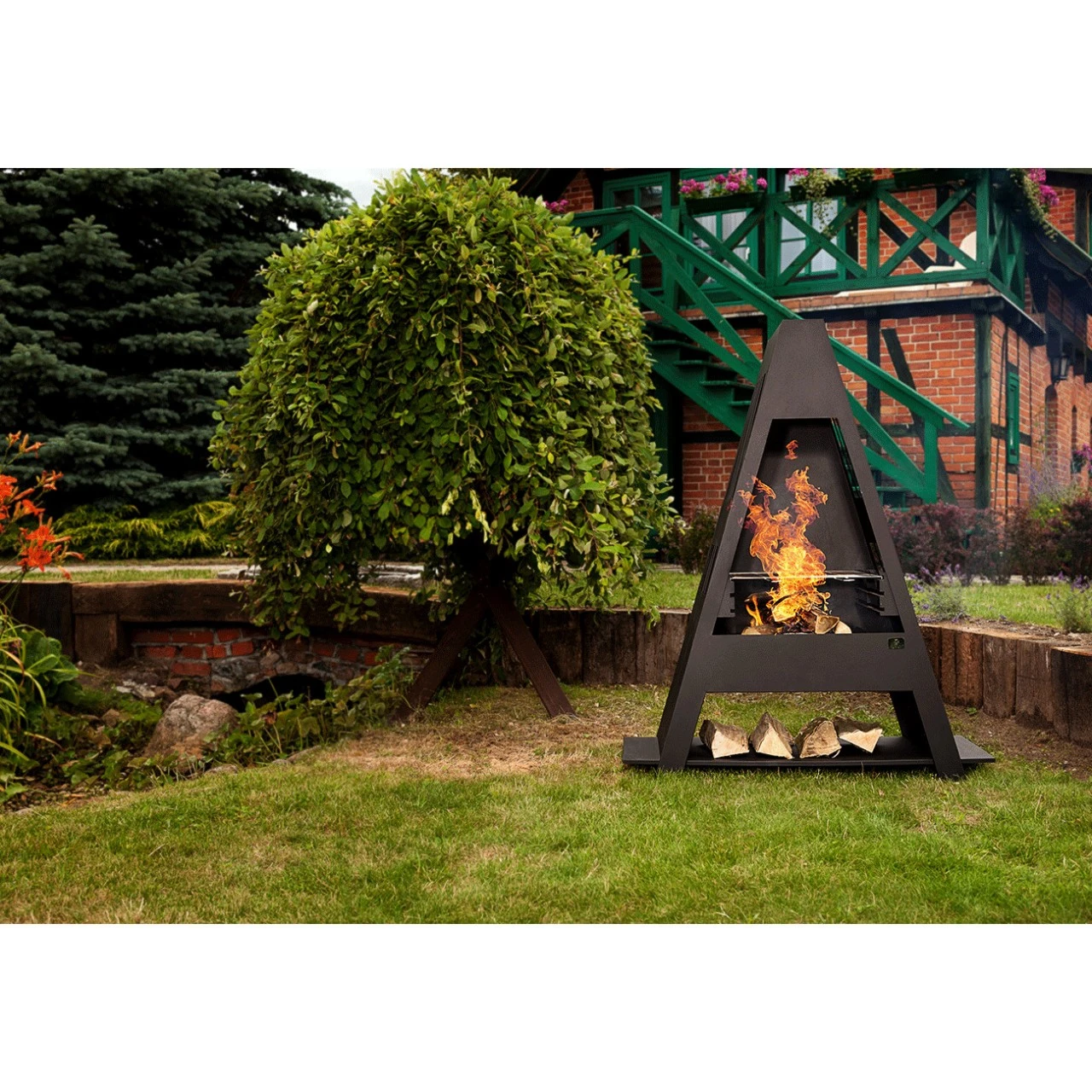 Gartenkamin / Grill BLF-02 Schwarz 4 Gartenkamin / Grill BLF-02 Schwarz – Bild 2