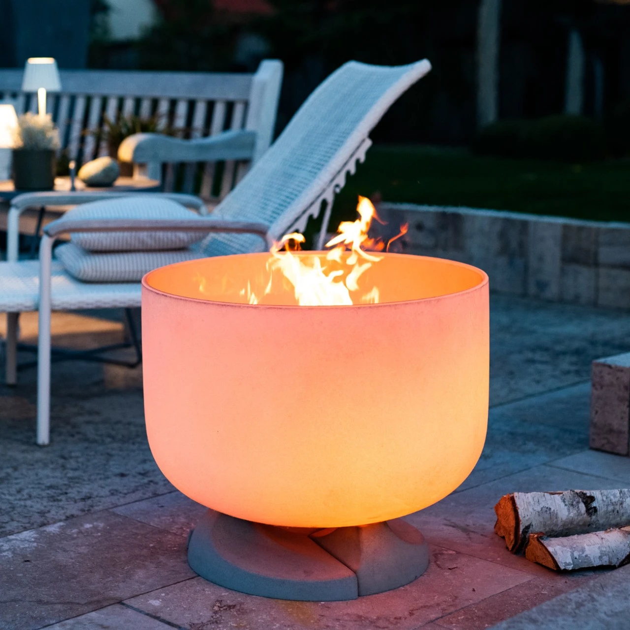 QFlame Quarzglas Feuerschale Gartenkamin Mit Beton Sockel 3 QFlame Quarzglas Feuerschale Gartenkamin Mit Beton Sockel