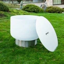 QFlame Quarzglas Feuerschale Gartenkamin Mit Edelstahl Sockel