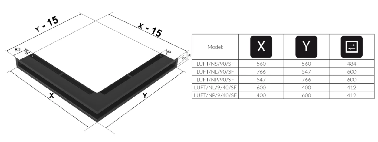 Eckluftleiste LUFT Rechts 40x60 Cm Geschliffenem Stahl 7 Eckluftleiste LUFT Rechts 40x60 Cm Geschliffenem Stahl – Bild 5