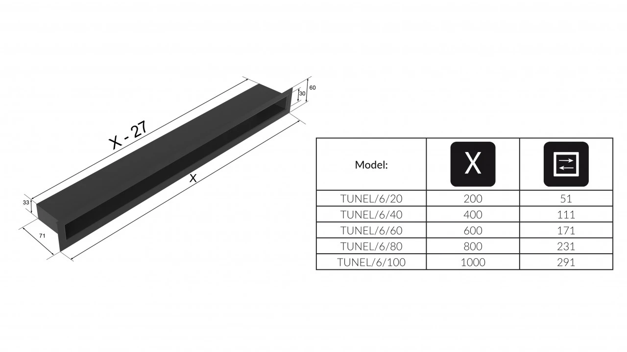 Luftleiste TUNNEL Graphit Verschiedene Größen 10 Luftleiste TUNNEL Graphit Verschiedene Größen – Bild 8