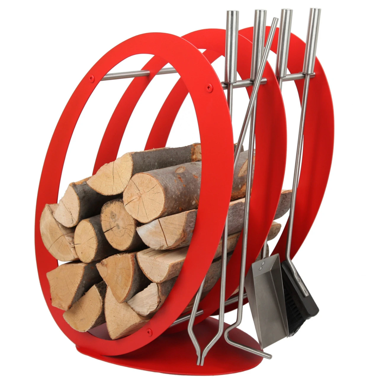 Designer Ovale Holzablage Mit Kaminbesteck Rot 3 Designer Ovale Holzablage Mit Kaminbesteck Rot