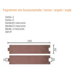 Eck-Kamineinsatz 63x40x42K Rechts Verglast 8kW DIBT -Derofenfuchs Verkäufe schamotte eck tragrahmen 1280x1280