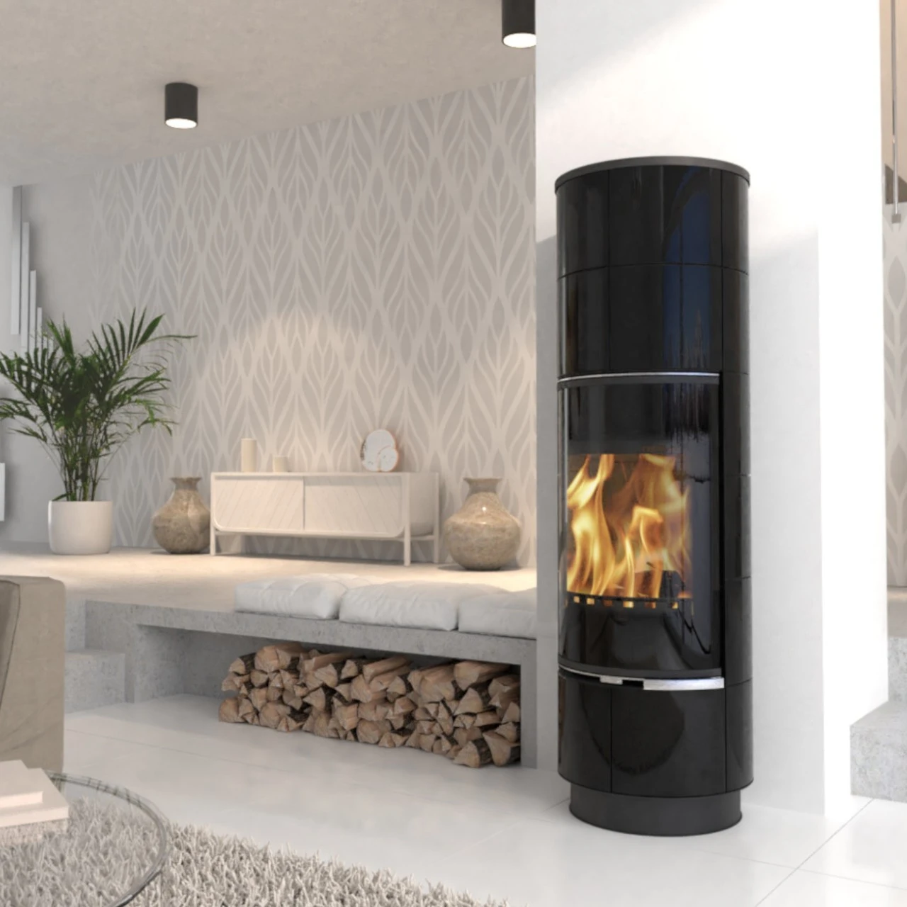 Delia Plus Speicher-Kaminofen Mit Schwarzen Kacheln 7kW 6 Delia Plus Speicher-Kaminofen Mit Schwarzen Kacheln 7kW – Bild 4