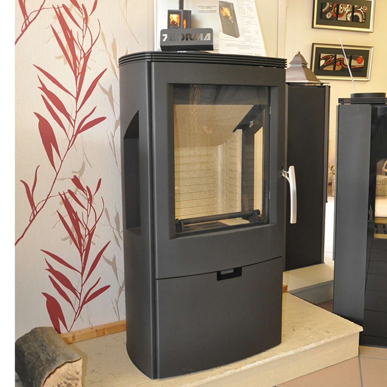 Wikantica Panorama Kaminofen Schwarz 8kW 4 Wikantica Panorama Kaminofen Schwarz 8kW – Bild 2