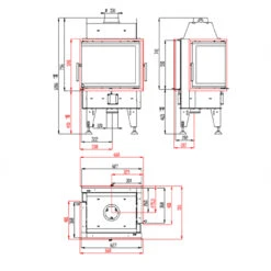 Twin 7CLCL Tunnel-Eckkamineinsatz Linkverglast 7kW -Derofenfuchs Verkäufe twin 7 cl cl masse 1280x1280