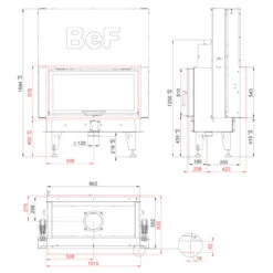 Twin V10 Tunnel-Kamineinsatz 14kW Hebetür -Derofenfuchs Verkäufe twin v 10 masse 1280x1280