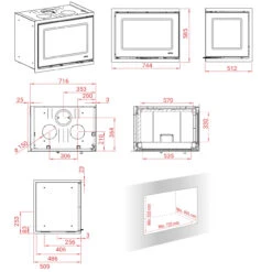 Unico 11 Eck-Kaminkassette Zum Einbau 6kW Rechtsverglasung -Derofenfuchs Verkäufe unico 11 masse 1280x1280