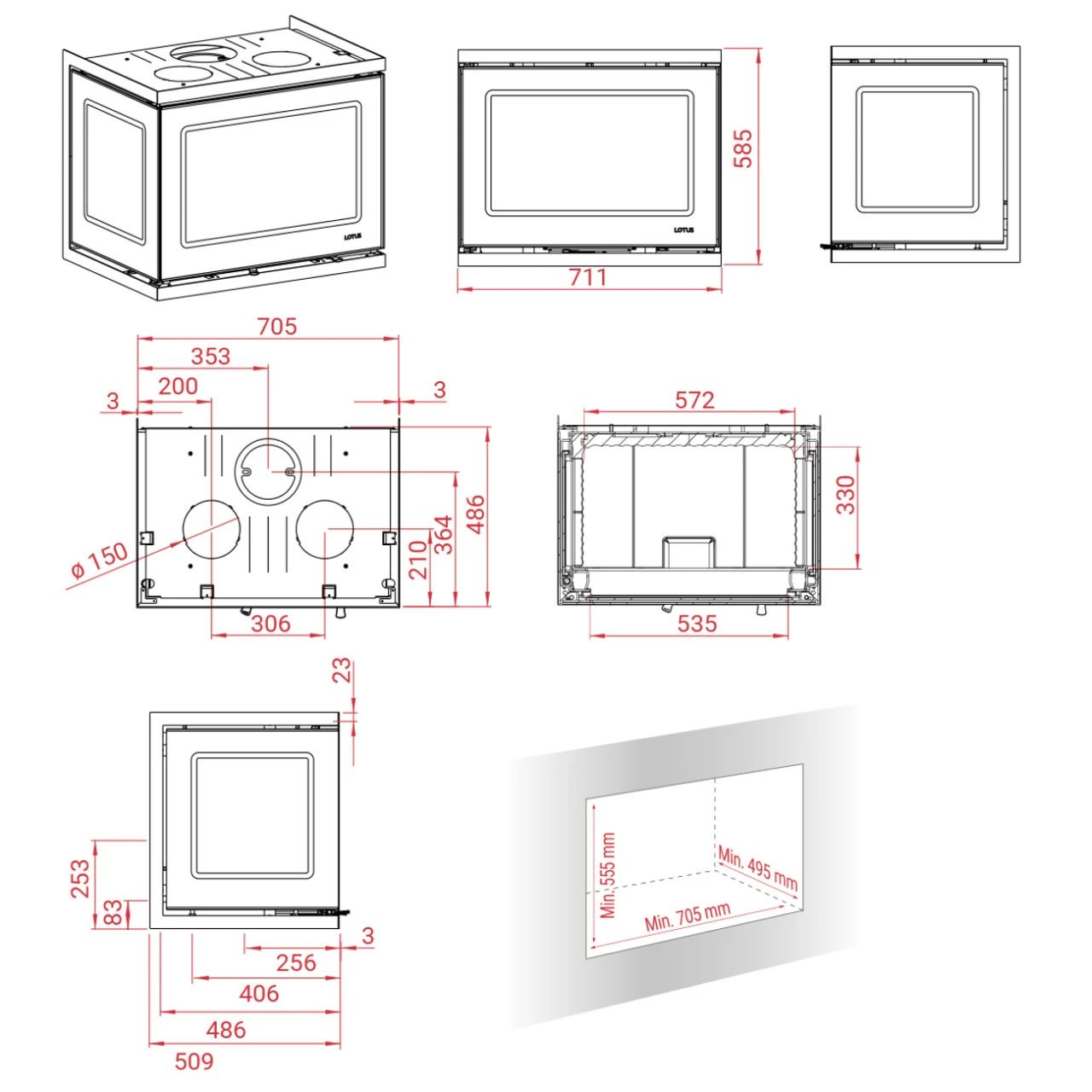 Unico 13 Panorama Kaminkassette 3-seitig Zum Einbau 6kW 7 Unico 13 Panorama Kaminkassette 3-seitig Zum Einbau 6kW – Bild 5