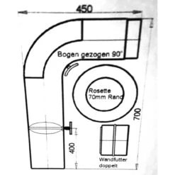 Rauchrohrset 90° Gezogener Bogen 120/130mm Ø Wandrosette Mauermuffe 7 Rauchrohrset 90° Gezogener Bogen 120/130mm Ø Wandrosette Mauermuffe -Derofenfuchs Verkäufe v3s masse 1280x1280