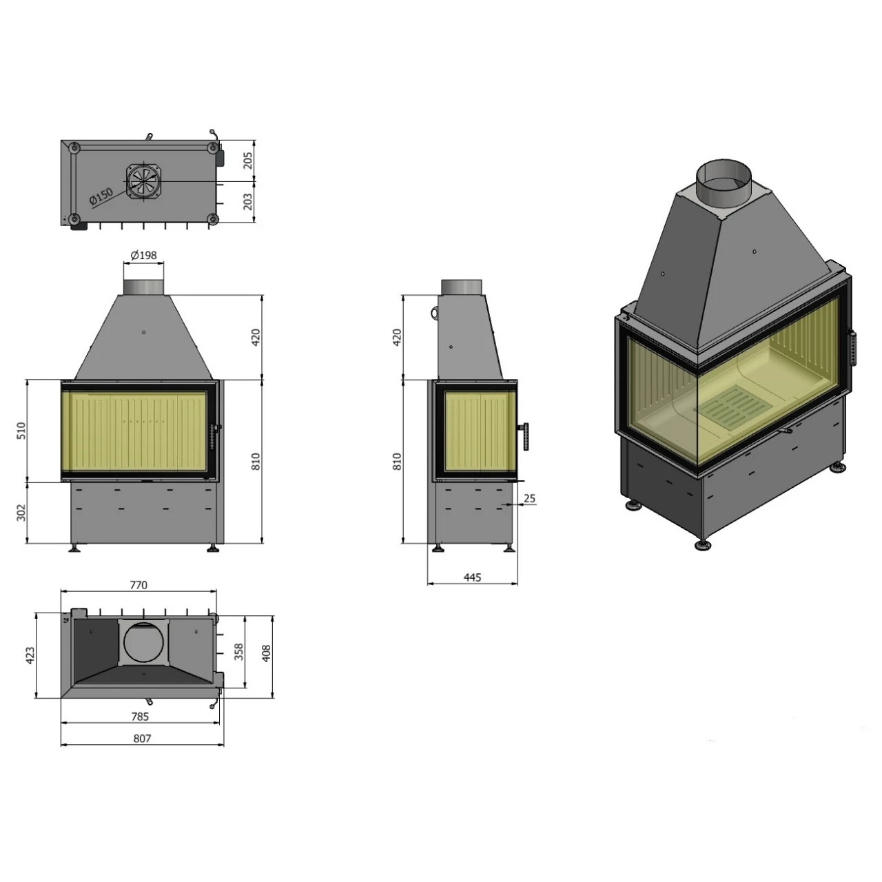 Volcano 2LAT Eck-Kamineinsatz Links 9kW 4 Volcano 2LAT Eck-Kamineinsatz Links 9kW – Bild 2