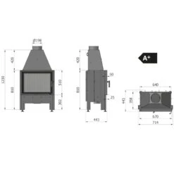 Volcano 1VT Slim Kamineinsatz 11kw -Derofenfuchs Verkäufe volcano 1vts schwarz masszeichnug 1280x1280