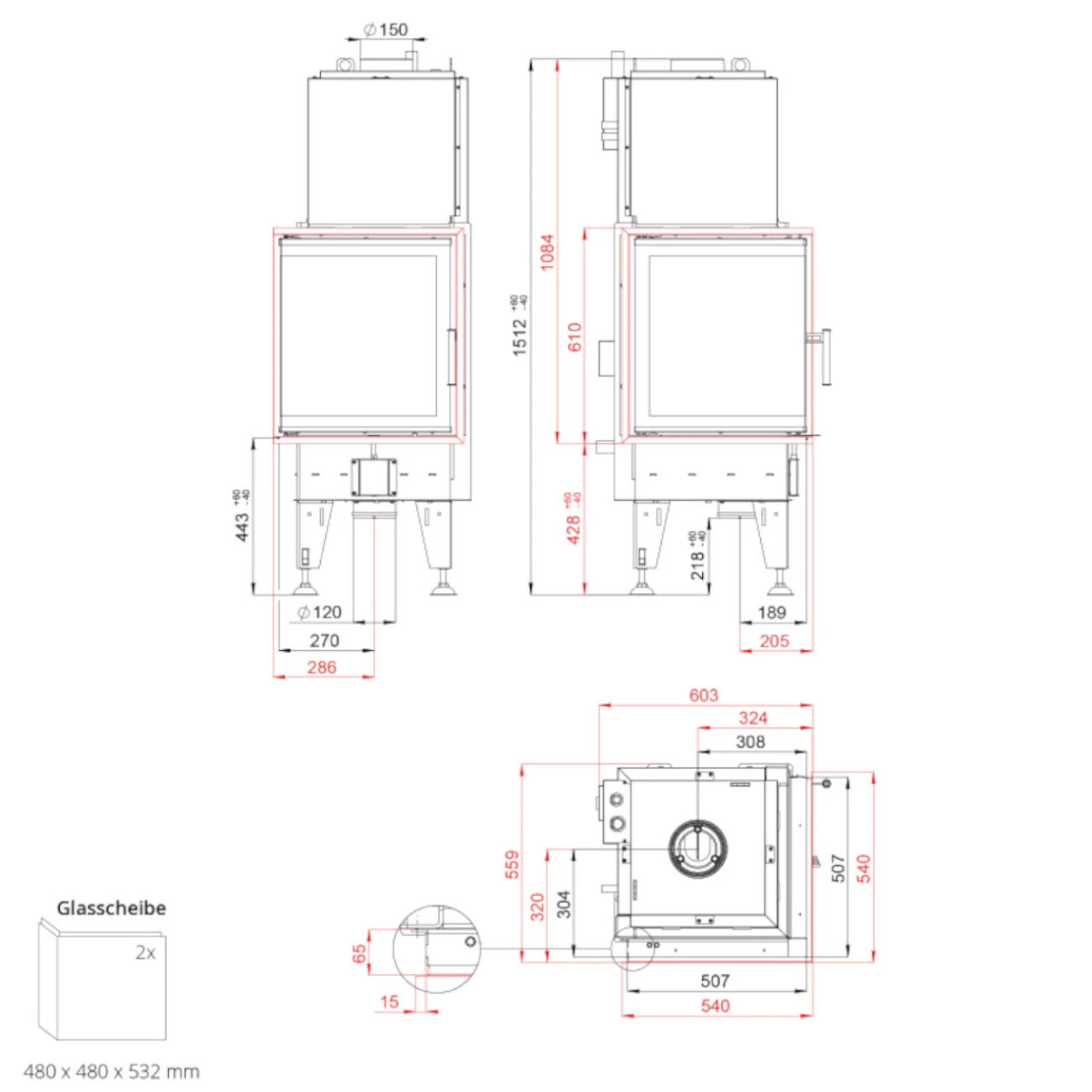 Aquatic WH450E Wasserführender Eck-Kamineinsatz 8kW 5 Aquatic WH450E Wasserführender Eck-Kamineinsatz 8kW – Bild 3