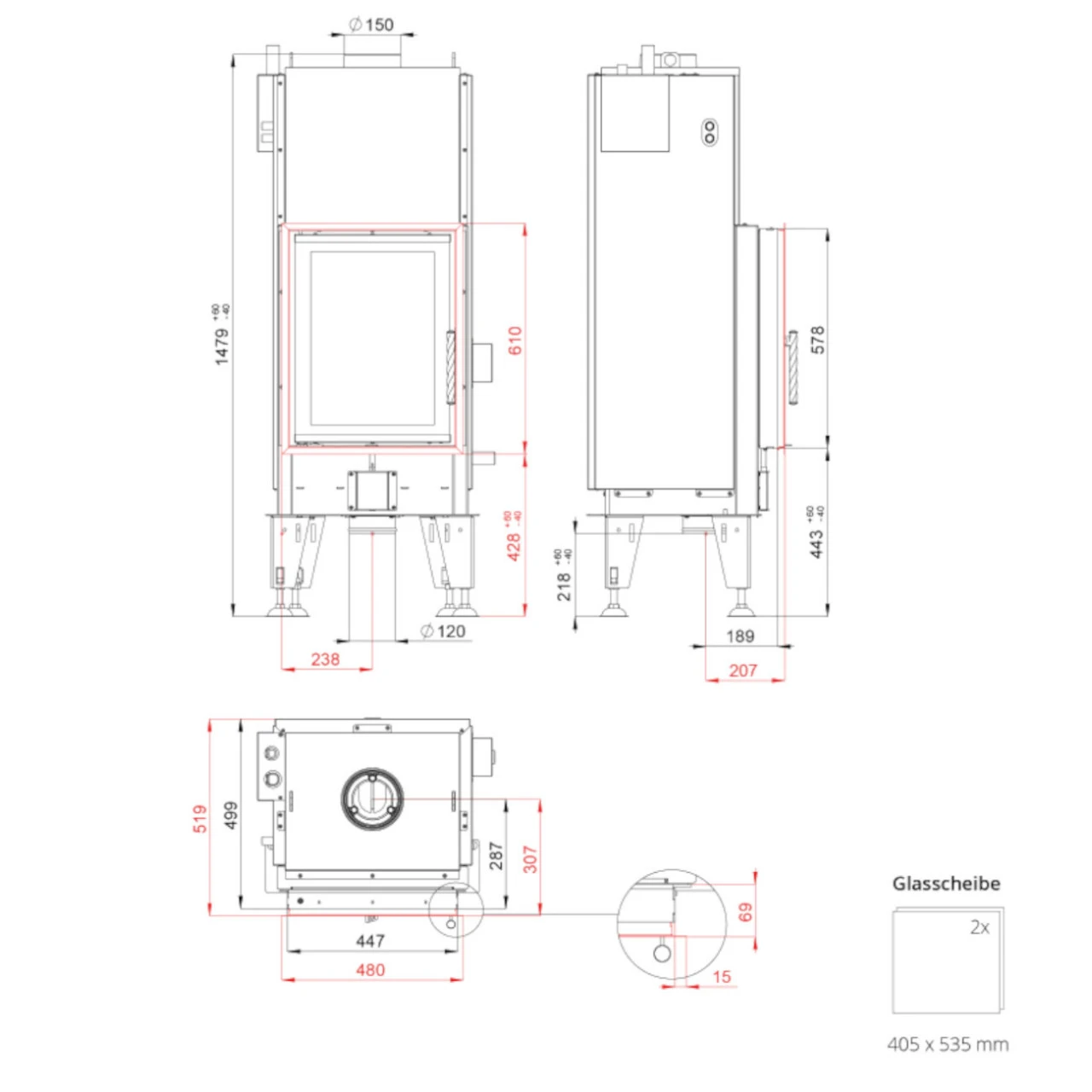 Aquatic WH450 Wasserführender Kamineinsatz 8kW 6 Aquatic WH450 Wasserführender Kamineinsatz 8kW – Bild 4